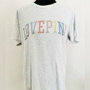 Victoria’s Secret PINK Short Sleeve Campus T-Shirt Rainbow Shine Bling